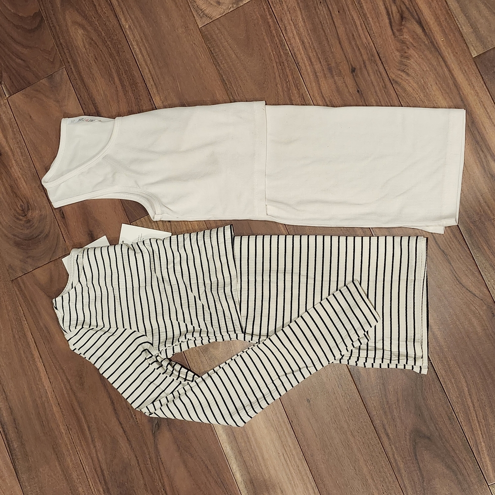 Seraphine White Ribbed Maternity Tank and Black-Striped Long Sleeve Top